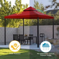 Yescom Toit de rechange pour gazebo 10x10 pi UV30+ pour auvent d'extérieur 2 niveaux, housse pour patio, arrière-cour, fête et terrasse, rouge