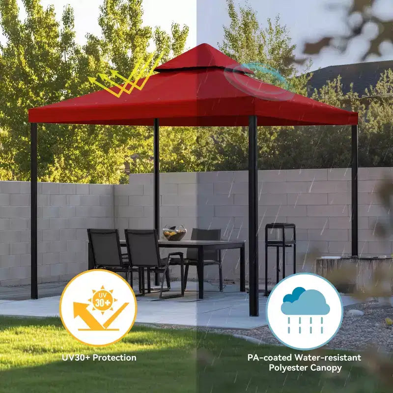 Yescom Toit de rechange pour gazebo 10x10 pi UV30+ pour auvent d'extérieur 2 niveaux, housse pour patio, arrière-cour, fête et terrasse, rouge