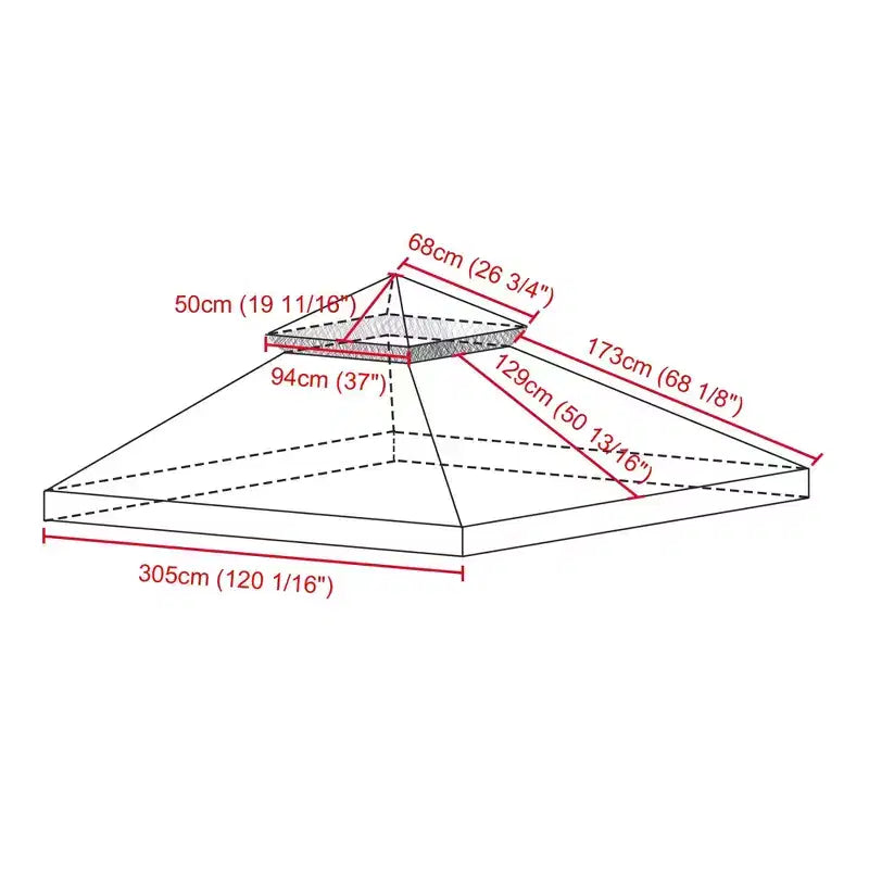 Yescom Toit de remplacement de tonnelle UV30+ 3 x 3 m pour abri de jardin extérieur à 2 niveaux, patio, cour, fête, terrasse, rouge
