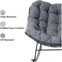 Fauteuil à bascule géant de patio, Chaise œuf Freestyle intérieure-extérieure avec coussin Rembourré Fauteuil de salon moderne pour jardin, cour arrière