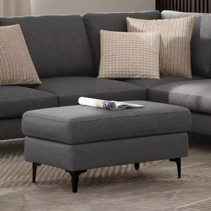 Pouf WyndenHall Lana Mid-Century en tissu Performance