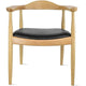 Chaises Kennedy en bois massif avec accoudoirs, en chêne et similicuir, pour salle à manger, cuisine, chambre, bureau.