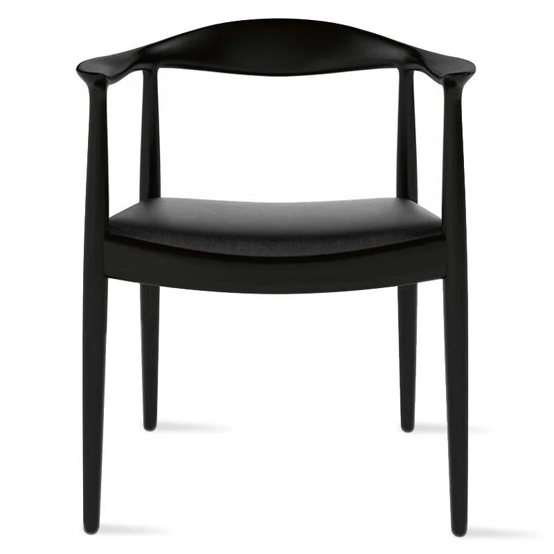 Chaises Kennedy en bois massif avec accoudoirs, en chêne et similicuir, pour salle à manger, cuisine, chambre, bureau.