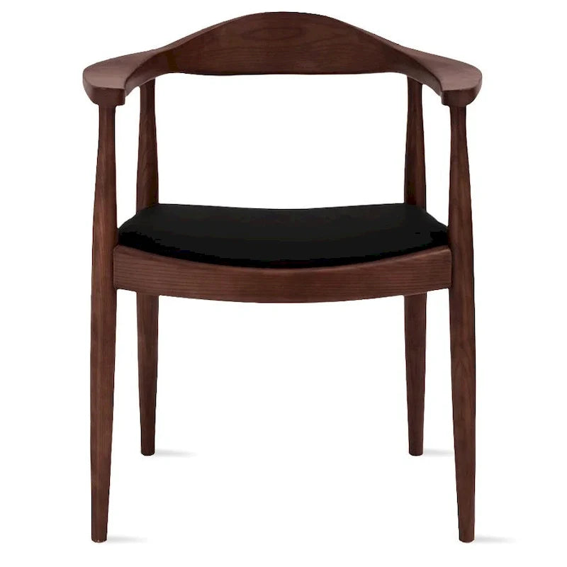 Chaises Kennedy en bois massif avec accoudoirs, en chêne et similicuir, pour salle à manger, cuisine, chambre, bureau.