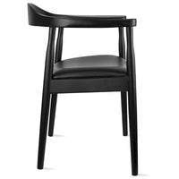 Chaises Kennedy en bois massif avec accoudoirs, en chêne et similicuir, pour salle à manger, cuisine, chambre, bureau.