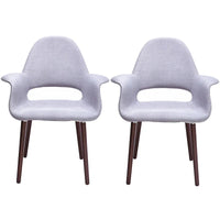 Lot de 2 fauteuils modernes rembourrés en tissu organique avec pieds en bois noyer brun foncé pour salle à manger, bureau ou fauteuil d'appoint