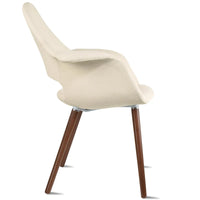 Lot de 2 fauteuils modernes rembourrés en tissu organique avec pieds en bois noyer brun foncé pour salle à manger, bureau ou fauteuil d'appoint