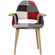 Fauteuil moderne rembourré en tissu organique avec pieds en bois naturel pour salle à manger, bureau ou chaise d'appoint de détente