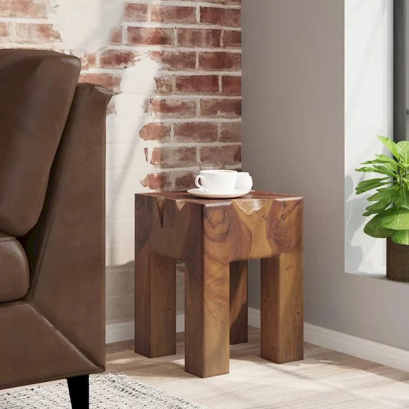 vidaXL Tabouret en bois de teck massif, petite table d'appoint, marron - 30 x 30 x 40 cm