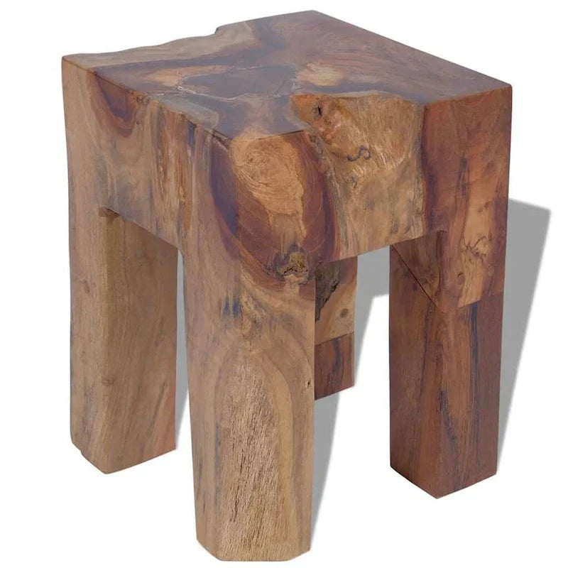 vidaXL Tabouret en bois de teck massif, petite table d'appoint, marron - 30 x 30 x 40 cm