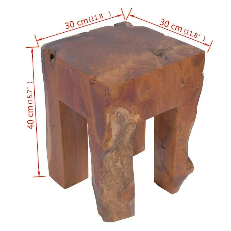 vidaXL Tabouret en bois de teck massif, petite table d'appoint, marron - 30 x 30 x 40 cm