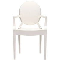 Chaises avec accoudoirs de salle à manger de cuisine de style design moderne en plastique moulé cristallin transparent, intérieur et extérieur