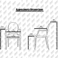 Chaises avec accoudoirs de salle à manger de cuisine de style design moderne en plastique moulé cristallin transparent, intérieur et extérieur