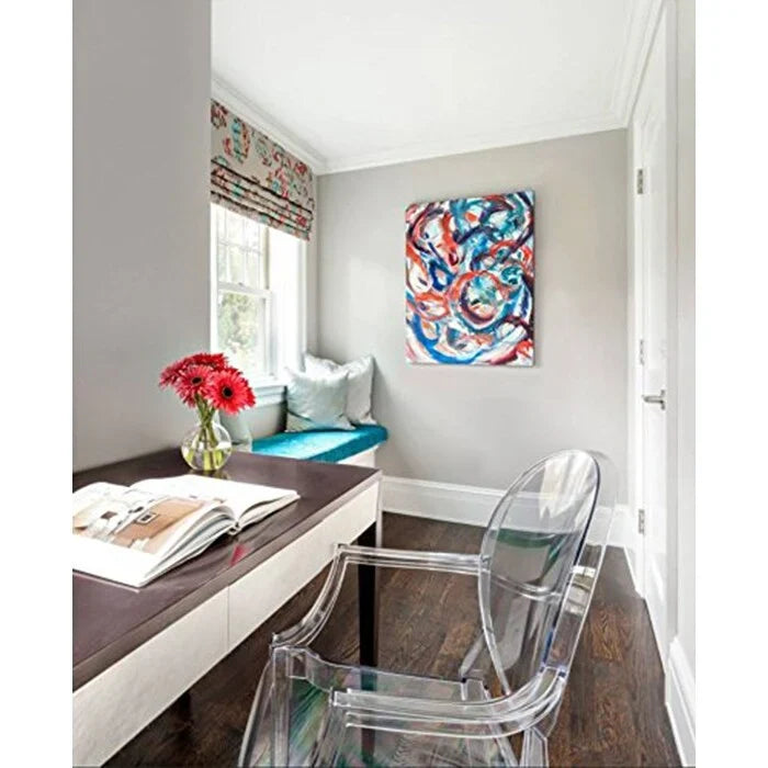 Chaises avec accoudoirs de salle à manger de cuisine de style design moderne en plastique moulé cristallin transparent, intérieur et extérieur