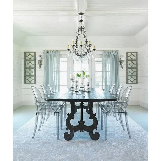 Chaises avec accoudoirs de salle à manger de cuisine de style design moderne en plastique moulé cristallin transparent, intérieur et extérieur