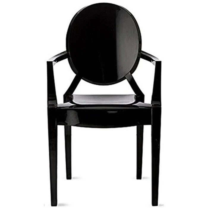 Chaises avec accoudoirs de salle à manger de cuisine de style design moderne en plastique moulé cristallin transparent, intérieur et extérieur