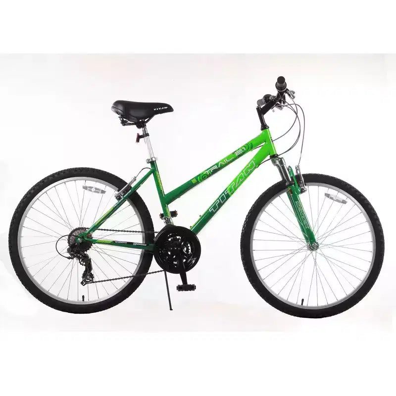 Vélo de montagne Titan Trail suspendu 21 vitesses pour femme, cadre de 17 pouces, vert et vert foncé