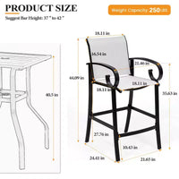 Crestlive Products Tabourets de bar pivotants hauteur comptoir 27,8'', lot de 2, cadre en aluminium avec tissu Sunbrella
