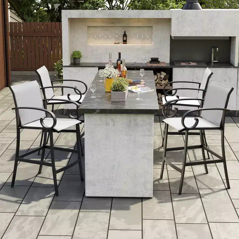 Crestlive Products Tabourets de bar pivotants hauteur comptoir 27,8'', lot de 2, cadre en aluminium avec tissu Sunbrella