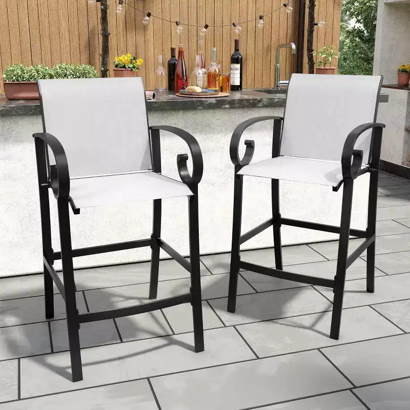 Crestlive Products - Lot de 2 tabourets de bar pivotants de 70,6 cm de hauteur de comptoir, cadre en aluminium avec tissu Sunbrella