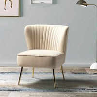 Fauteuil d'appoint sans accoudoirs Monica pour salon, confortable avec dossier capitonné et pieds en métal par HULALA HOME