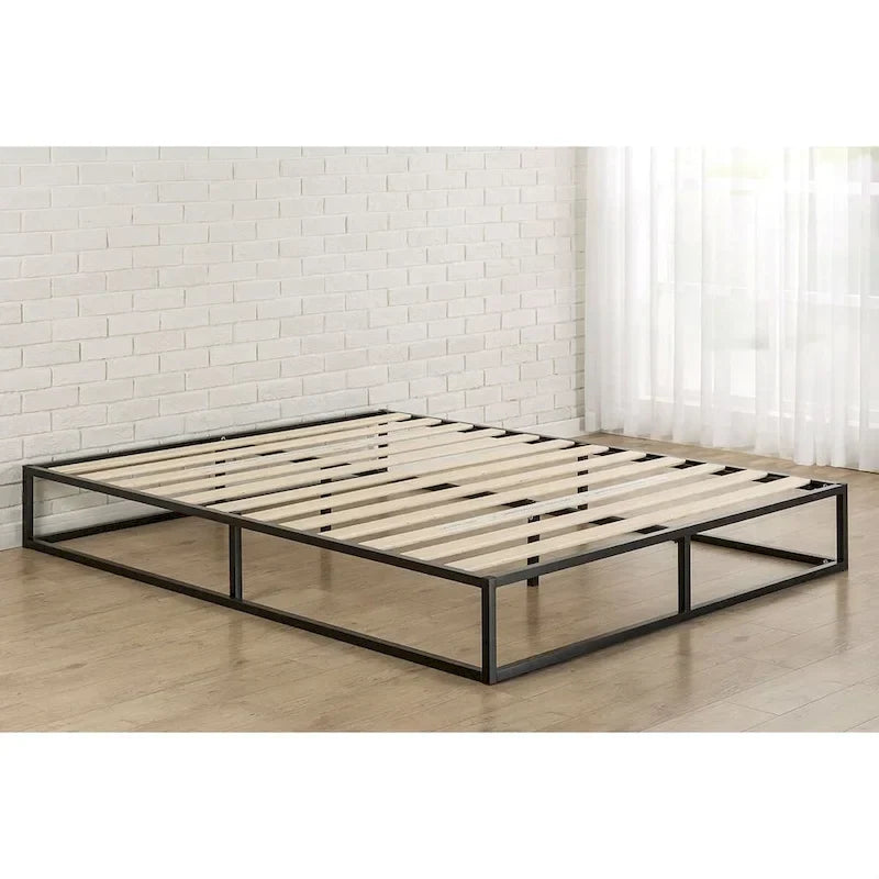 Cadre de lit plateforme métallique bas profil 10 pouces taille King moderne avec lattes en bois