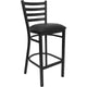 Tabouret de bar style restaurant, dossier échelle en métal noir - 17 x 18 x 42,2 pouces