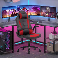 FDW Fauteuil de bureau de jeu Chaise de bureau avec support lombaire Accoudoirs relevables Appuie-tête