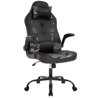 FDW Fauteuil de bureau de jeu Chaise de bureau avec support lombaire Accoudoirs relevables Appuie-tête