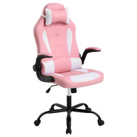 FDW Fauteuil de bureau de jeu Chaise de bureau avec support lombaire Accoudoirs relevables Appuie-tête