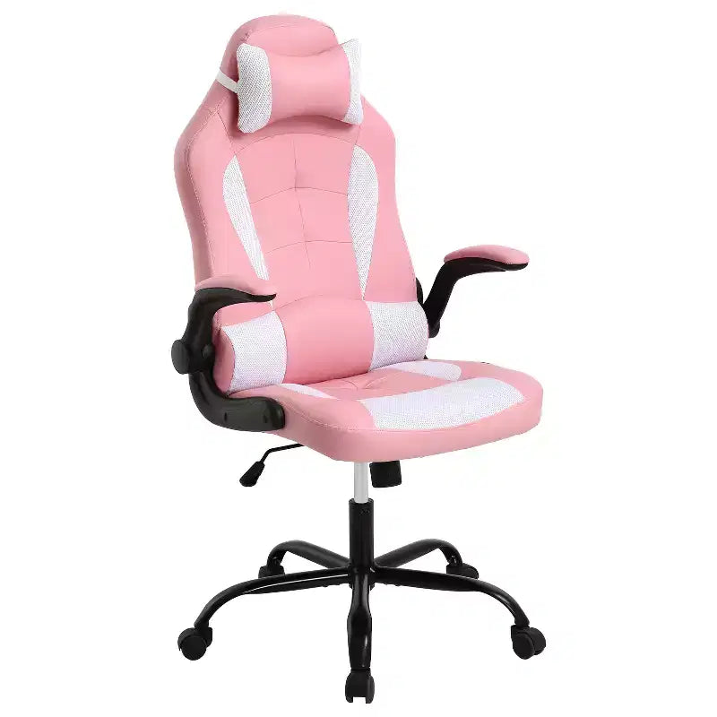 FDW Fauteuil de bureau de jeu Chaise de bureau avec support lombaire Accoudoirs relevables Appuie-tête