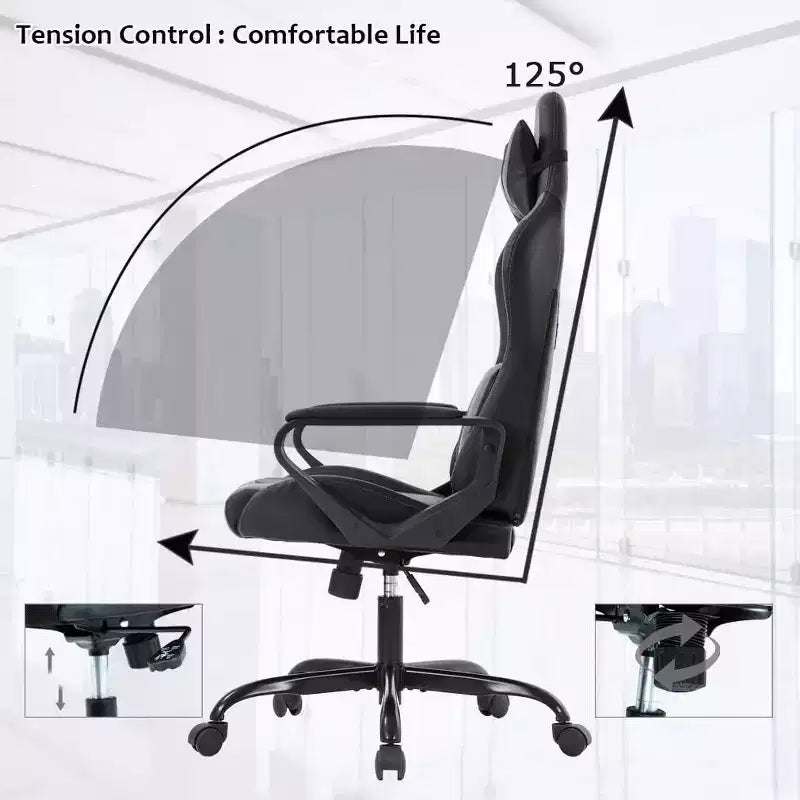 FDW Chaise de Bureau Chaise Gaming Chaise de Bureau Fauteuil de Direction avec Support Lombaire Tabouret Réglable Chaise d'Ordinateur Pivotante à Roulettes