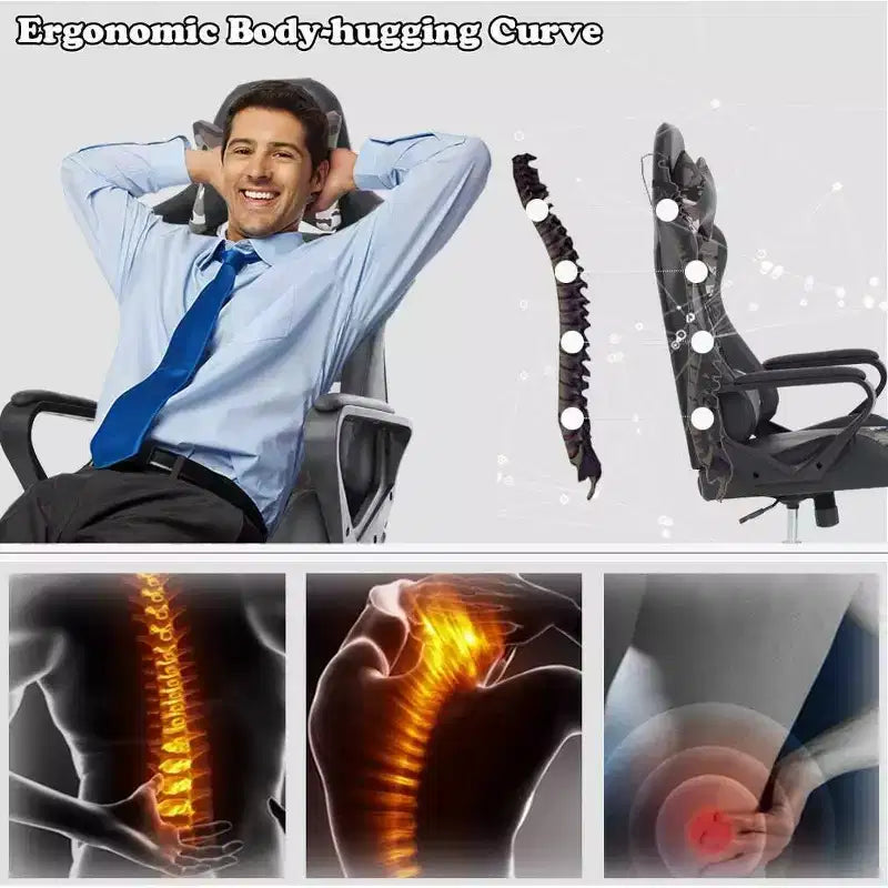FDW Chaise de Bureau Chaise Gaming Chaise de Bureau Fauteuil de Direction avec Support Lombaire Tabouret Réglable Chaise d'Ordinateur Pivotante à Roulettes