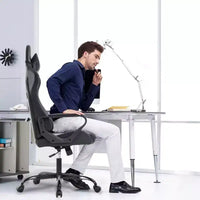 FDW Chaise de Bureau Chaise Gaming Chaise de Bureau Fauteuil de Direction avec Support Lombaire Tabouret Réglable Chaise d'Ordinateur Pivotante à Roulettes