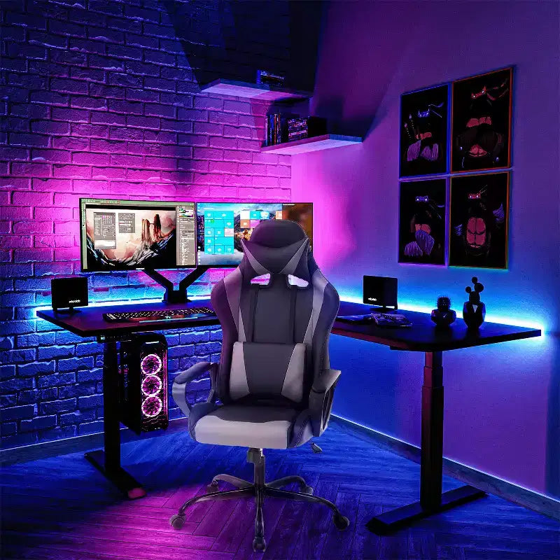 FDW Chaise de Bureau Chaise Gaming Chaise de Bureau Fauteuil de Direction avec Support Lombaire Tabouret Réglable Chaise d'Ordinateur Pivotante à Roulettes