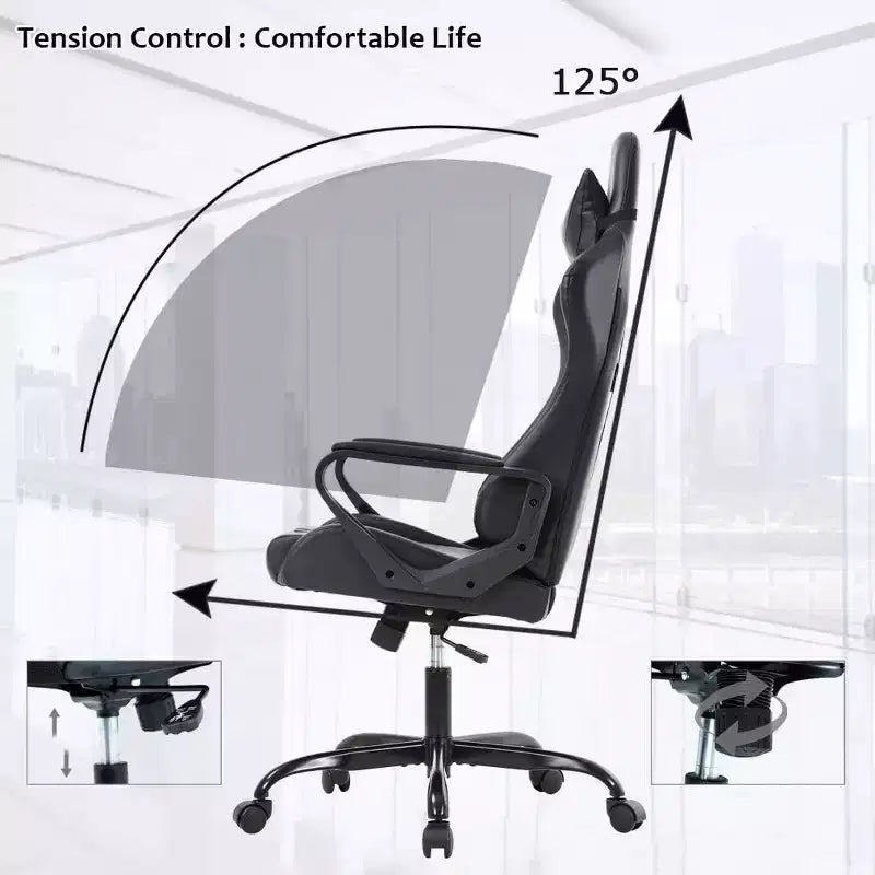 FDW Chaise de Bureau Chaise Gaming Chaise de Bureau Fauteuil de Direction avec Support Lombaire Tabouret Réglable Chaise d'Ordinateur Pivotante à Roulettes