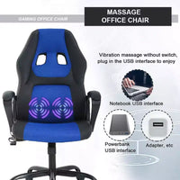 FDW Chaise de bureau gamer, Chaise de bureau ergonomique avec massage, Fauteuil de bureau en cuir PU avec support lombaire, appui-tête et accoudoirs