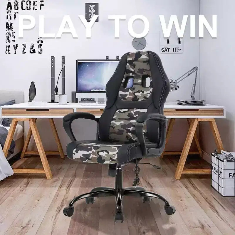 FDW Chaise de bureau gamer, Chaise de bureau ergonomique avec massage, Fauteuil de bureau en cuir PU avec support lombaire, appui-tête et accoudoirs