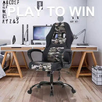 FDW Chaise de bureau gamer, Chaise de bureau ergonomique avec massage, Fauteuil de bureau en cuir PU avec support lombaire, appui-tête et accoudoirs