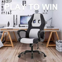 FDW Chaise de bureau gamer, Chaise de bureau ergonomique avec massage, Fauteuil de bureau en cuir PU avec support lombaire, appui-tête et accoudoirs
