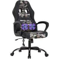 FDW Chaise de bureau gamer, Chaise de bureau ergonomique avec massage, Fauteuil de bureau en cuir PU avec support lombaire, appui-tête et accoudoirs