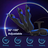FDW Chaise de Bureau Gaming Fauteuil de Bureau Chaise de Direction Ergonomique en Cuir PU à Dossier Haut avec Support Lombaire et Repose-Pieds