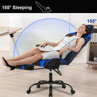 FDW Chaise de Bureau Gaming Fauteuil de Bureau Chaise de Direction Ergonomique en Cuir PU à Dossier Haut avec Support Lombaire et Repose-Pieds