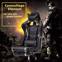 FDW Chaise de Bureau Gaming Fauteuil de Bureau Chaise de Direction Ergonomique en Cuir PU à Dossier Haut avec Support Lombaire et Repose-Pieds