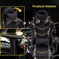 FDW Chaise de Bureau Gaming Fauteuil de Bureau Chaise de Direction Ergonomique en Cuir PU à Dossier Haut avec Support Lombaire et Repose-Pieds