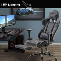 FDW Chaise de Bureau Gaming Fauteuil de Bureau Chaise de Direction Ergonomique en Cuir PU à Dossier Haut avec Support Lombaire et Repose-Pieds