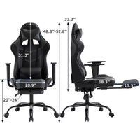 FDW Chaise de Bureau Gaming Fauteuil de Bureau Chaise de Direction Ergonomique en Cuir PU à Dossier Haut avec Support Lombaire et Repose-Pieds