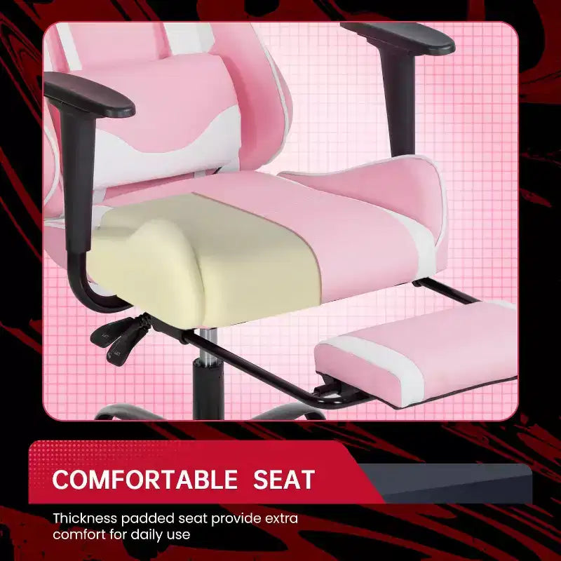 FDW Chaise de Bureau Gaming Fauteuil de Bureau Chaise de Direction Ergonomique en Cuir PU à Dossier Haut avec Support Lombaire et Repose-Pieds