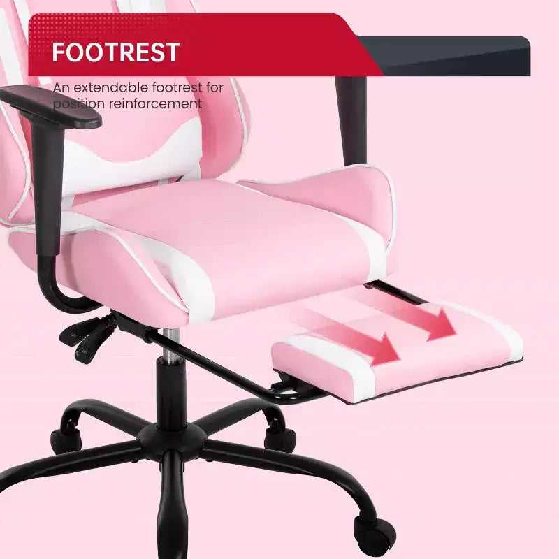 FDW Chaise de Bureau Gaming Fauteuil de Bureau Chaise de Direction Ergonomique en Cuir PU à Dossier Haut avec Support Lombaire et Repose-Pieds