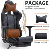 FDW Chaise de Bureau Gaming Fauteuil de Bureau Chaise de Direction Ergonomique en Cuir PU à Dossier Haut avec Support Lombaire et Repose-Pieds